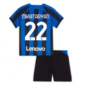 Inter Milan Henrikh Mkhitaryan #22 kläder Barn 2022-23 Hemmatröja Kortärmad (+ korta byxor)